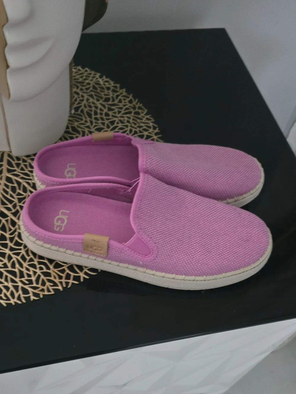 UGG Kids Pink Slip-On Canvas Sneakers